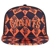 Men's New Era Black San Francisco Giants Seeing Diamonds A-Frame Trucker 9FIFTY Snapback Hat