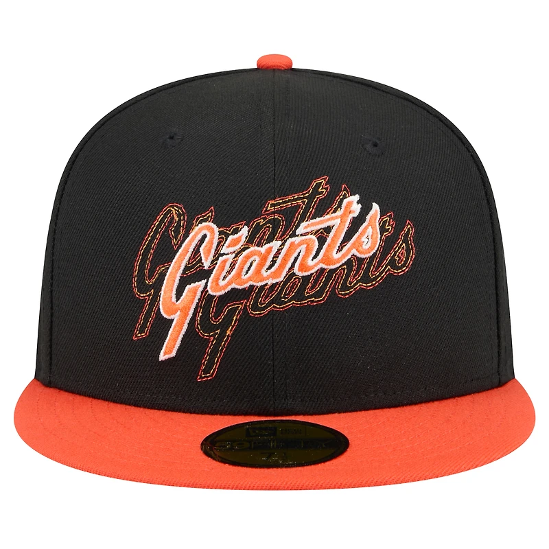 Men's New Era Black San Francisco Giants Shadow Stitch 59FIFTY Fitted Hat