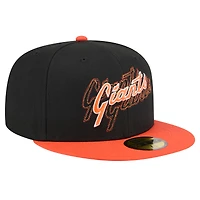 Men's New Era Black San Francisco Giants Shadow Stitch 59FIFTY Fitted Hat