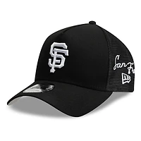 Casquette trucker ajustable New Era noire San Francisco Giants 9FORTY à logo latéral, modèle A-Frame