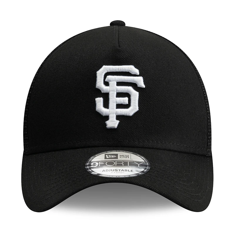 Men's New Era Black San Francisco Giants Side Script 9FORTY A-Frame Trucker Adjustable Hat