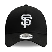 Men's New Era Black San Francisco Giants Side Script 9FORTY A-Frame Trucker Adjustable Hat