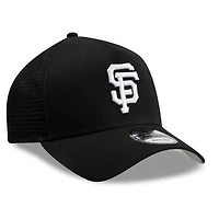 Men's New Era Black San Francisco Giants Side Script 9FORTY A-Frame Trucker Adjustable Hat