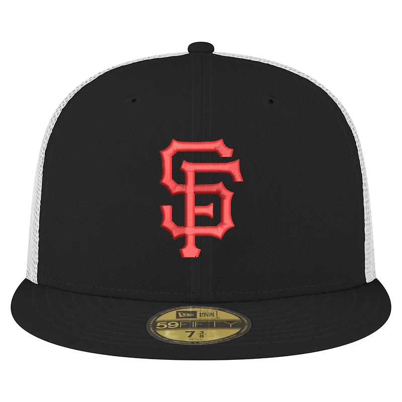 Men's New Era Black San Francisco Giants Team Color 59FIFTY Trucker Fitted Hat