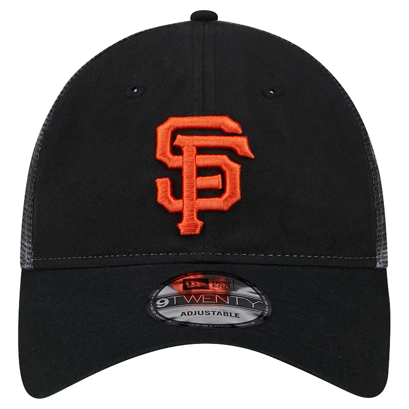 Casquette réglable noire 9TWENTY Team Slick Trucker des Giants de San Francisco New Era pour hommes