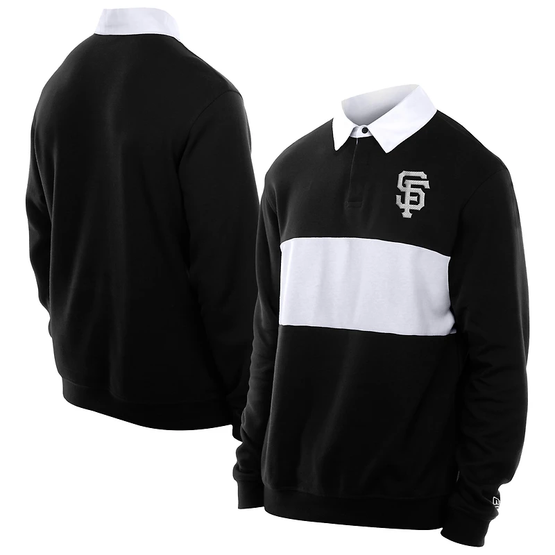 Polo de rugby à blocs couleurs noir San Francisco Giants Throwback Prep New Era pour homme