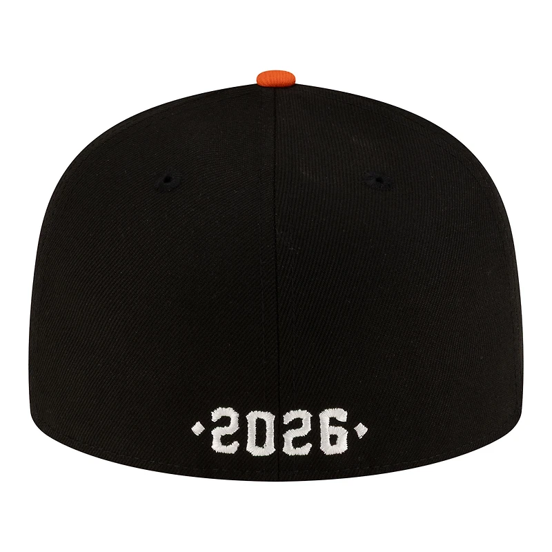 Casquette ajustée New Era noire pour homme, match San Francisco Giants vs. Monterrey Sultanes 2026, modèle 59FIFTY