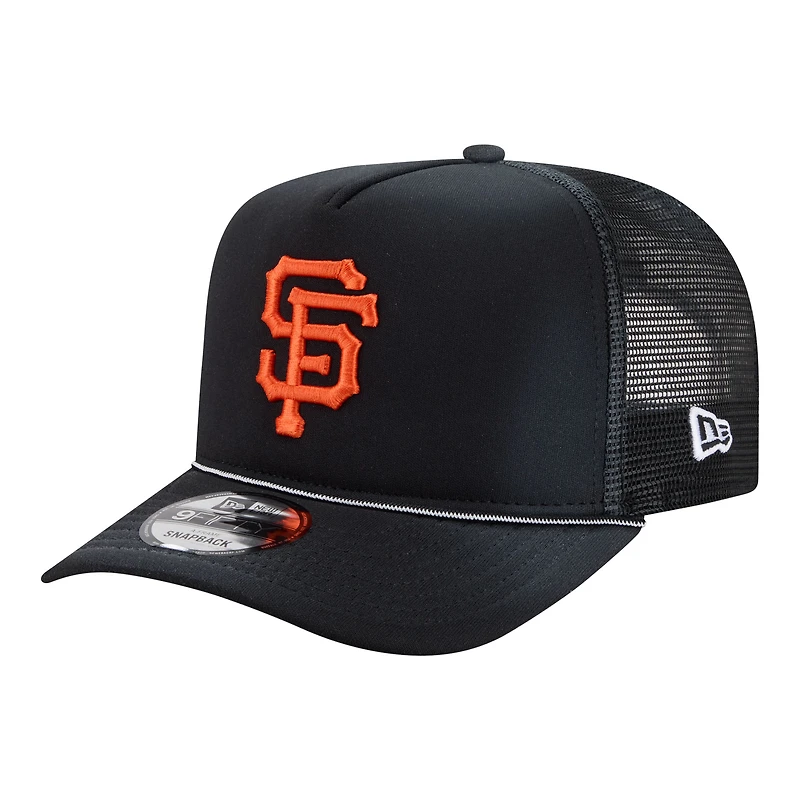 Men's New Era Black San Francisco Giants Worn A-Frame 9FIFTY Trucker Snapback Hat