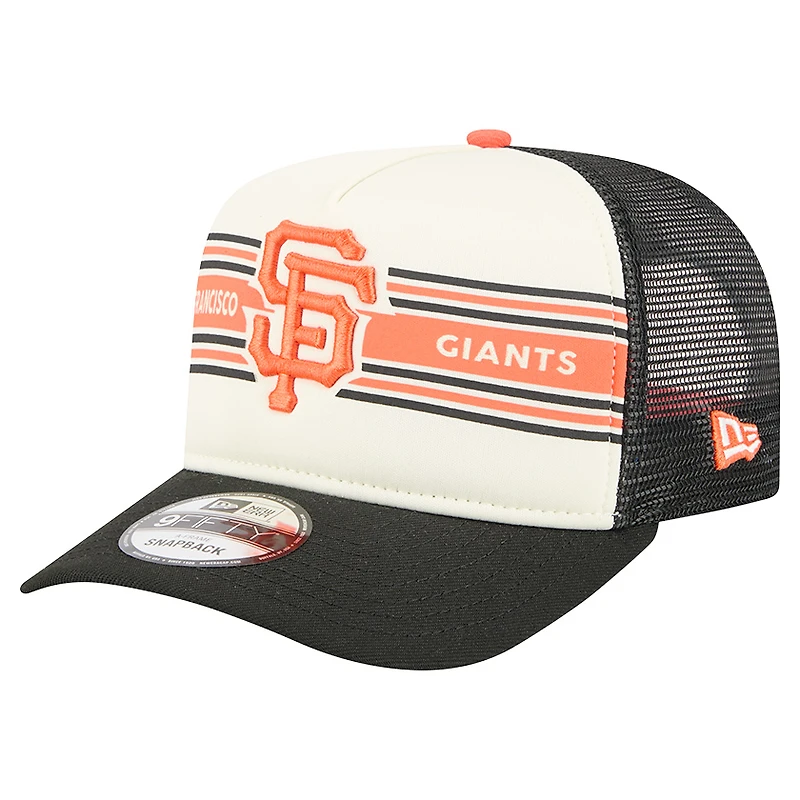 Casquette snapback A-Frame 9FIFTY Trucker pour homme New Era crème/noir, motif San Francisco Giants