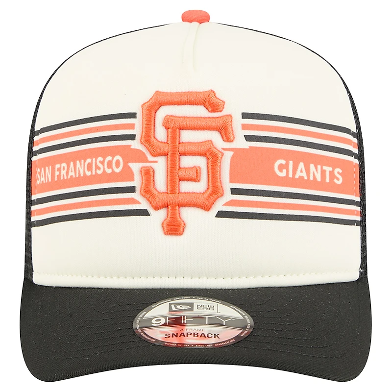 Casquette snapback A-Frame 9FIFTY Trucker pour homme New Era crème/noir, motif San Francisco Giants