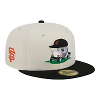 Casquette ajustée New Era 59FIFTY crème/noire pour homme, modèle Bullpen Cart des Giants de San Francisco