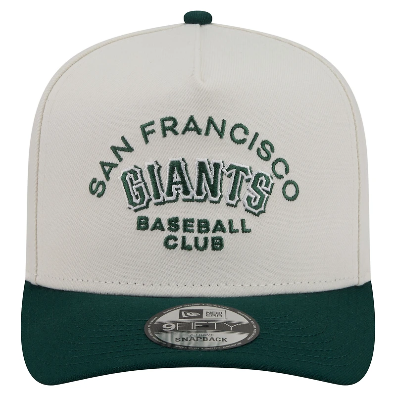 Casquette snapback New Era crème/vert foncé San Francisco Giants Chrome A-Frame 9FIFTY pour homme