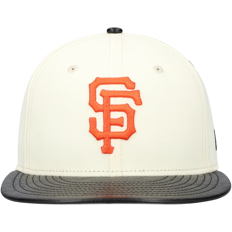 Casquette ajustée 59FIFTY à visière en cuir crème San Francisco Giants Game Night New Era pour hommes