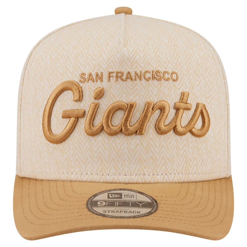 Men's New Era Cream San Francisco Giants Herringbone 9FIFTY A-Frame Snapback Hat