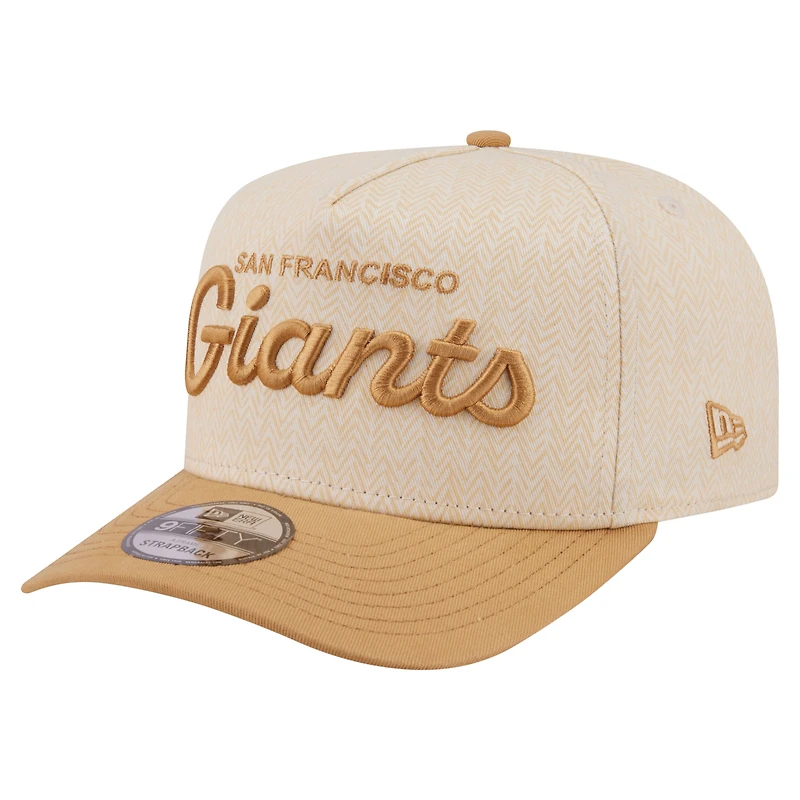 Men's New Era Cream San Francisco Giants Herringbone 9FIFTY A-Frame Snapback Hat