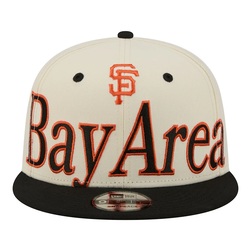 Men's New Era Cream San Francisco Giants Oversized Slogan 9FIFTY Snapback Hat