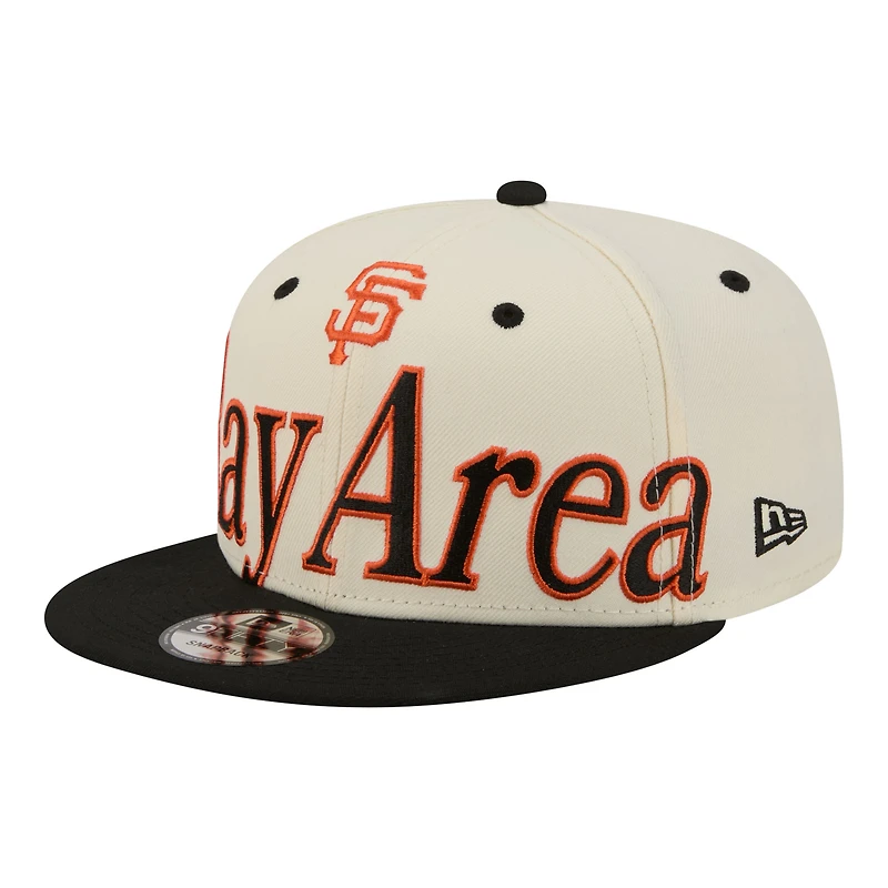 Men's New Era Cream San Francisco Giants Oversized Slogan 9FIFTY Snapback Hat