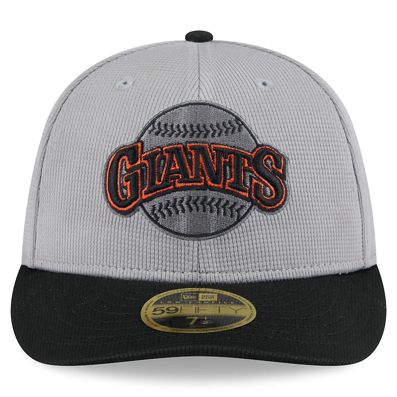 Casquette d'entraînement au bâton à profil bas 59FIFTY pour homme New Era gris/noir San Francisco Giants 2025