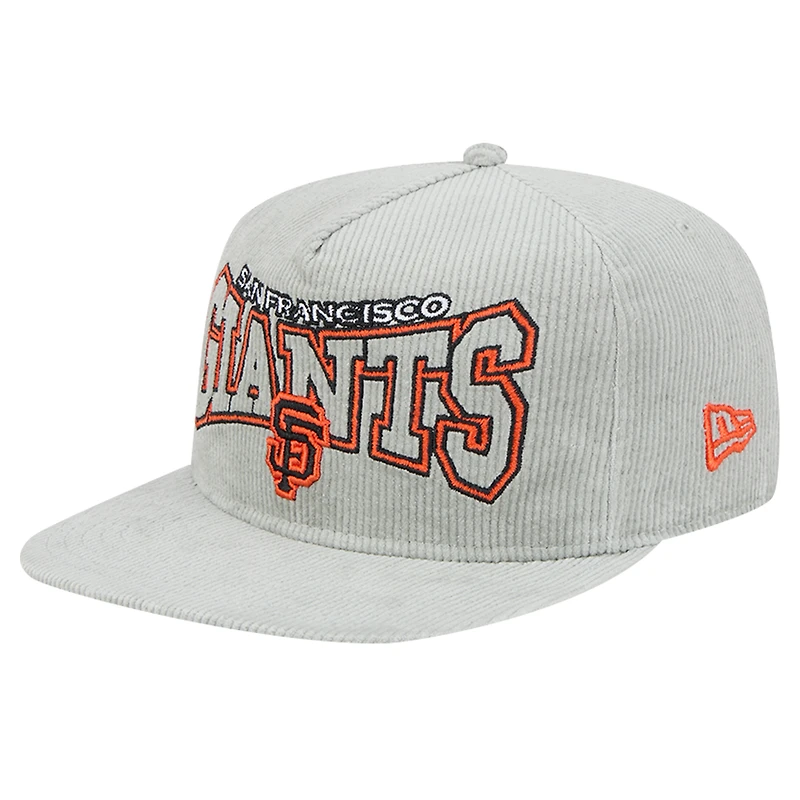 Casquette snapback en velours côtelé San Francisco Giants grise New Era pour homme