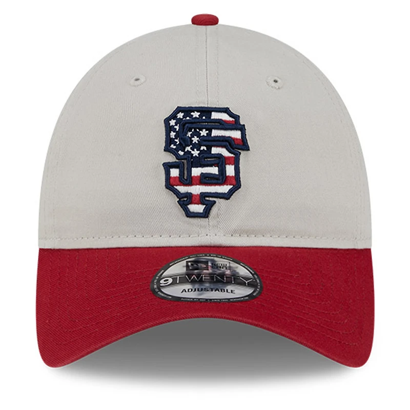 Men's New Era Khaki/Red San Francisco Giants 2024 Fourth of July 9TWENTY Adjustable Hat
