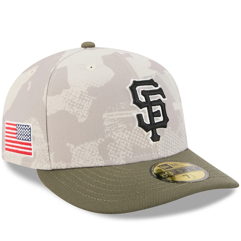 Casquette ajustée 59FIFTY pour homme New Era beige clair/olive, édition 2025 des Giants de San Francisco, Armed Forces Day