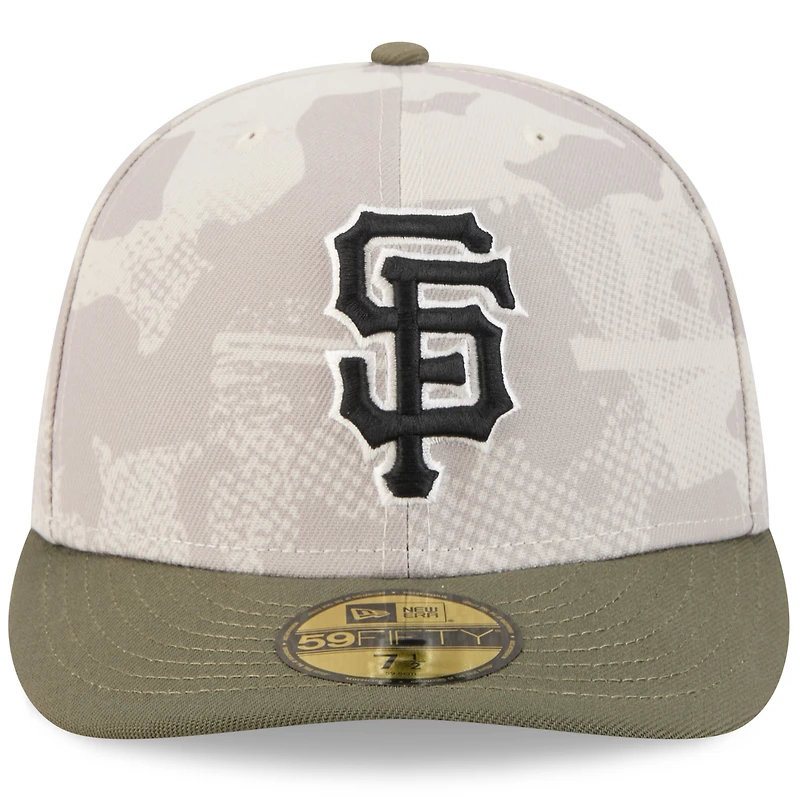 Casquette ajustée 59FIFTY pour homme New Era beige clair/olive, édition 2025 des Giants de San Francisco, Armed Forces Day