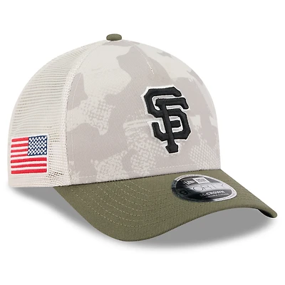 Men's New Era Light Beige/Olive San Francisco Giants 2025 Armed Forces Day 9FORTY M-Crown A-Frame Adjustable Hat