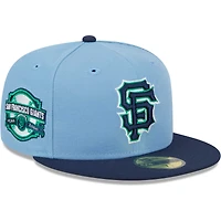 Men's New Era Light Blue/Navy San Francisco Giants Green Undervisor 59FIFTY Fitted Hat