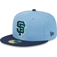 Men's New Era Light Blue/Navy San Francisco Giants Green Undervisor 59FIFTY Fitted Hat