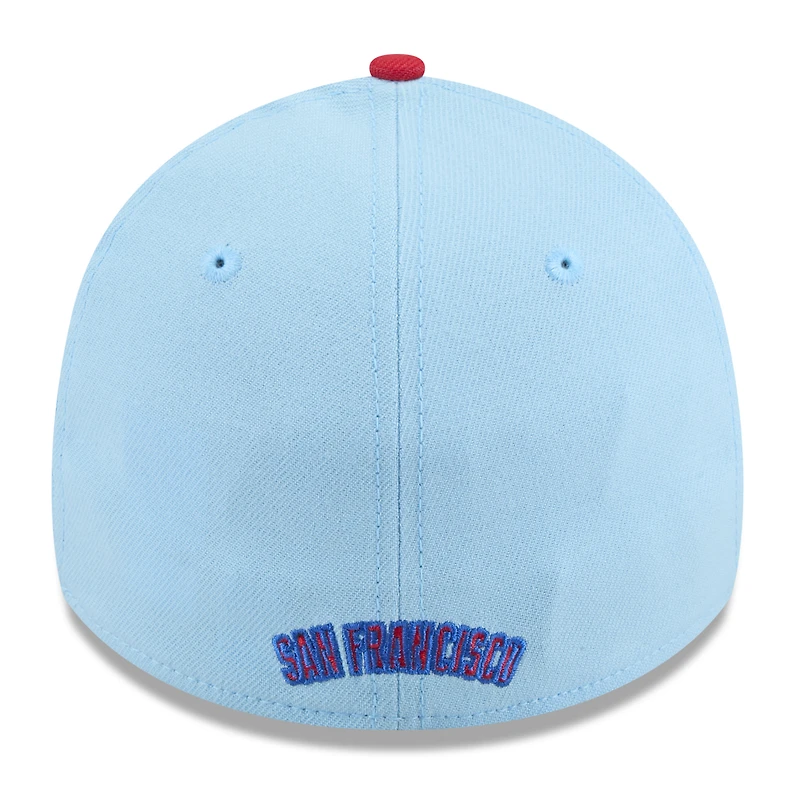 Casquette New Era 39THIRTY Flex bleu clair/rouge pour homme des Giants de San Francisco 2025, 4 juillet