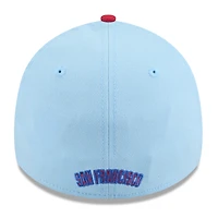 Casquette New Era 39THIRTY Flex bleu clair/rouge pour homme des Giants de San Francisco 2025, 4 juillet