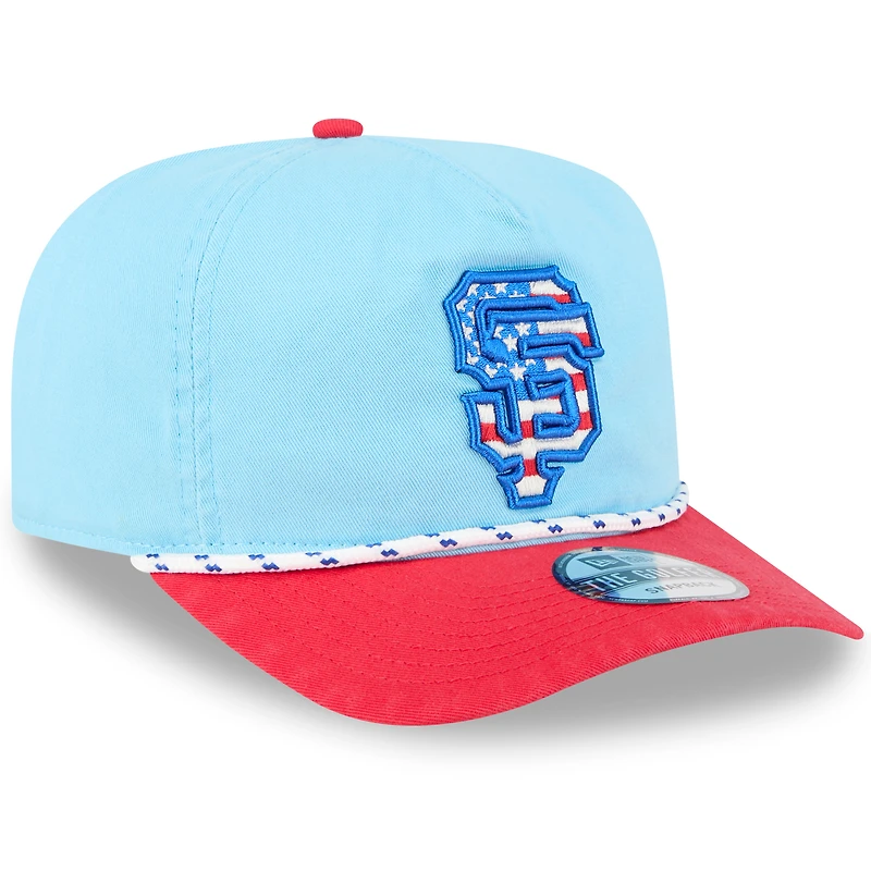 Casquette snapback golfeur New Era bleu clair/rouge San Francisco Giants 2025 pour homme
