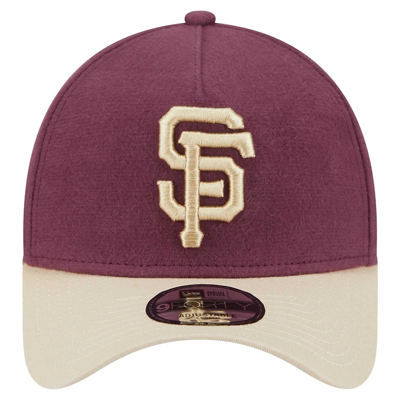 Casquette ajustable A-Frame 9FORTY en moleskine pour homme New Era Maroon San Francisco Giants