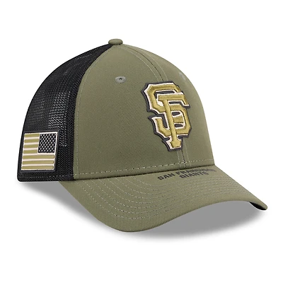 Casquette New Era M-Crown Flex pour homme, couleur olive, San Francisco Giants, édition spéciale 2026, Journée des forces armées, référence 39THIRTY.