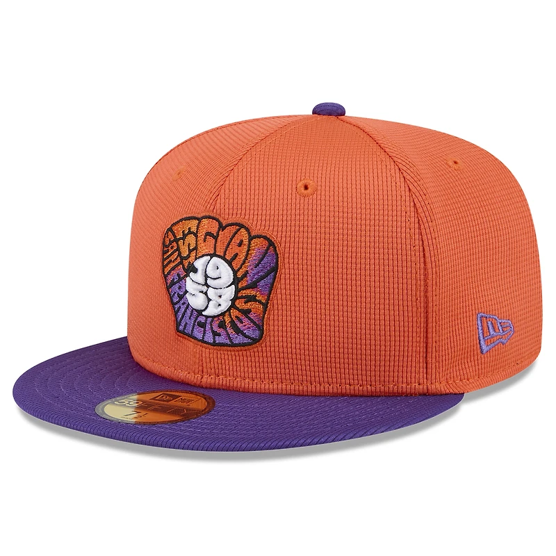 Men's New Era Orange/Purple San Francisco Giants 2025 City Connect Batting Practice 59FIFTY Fitted Hat