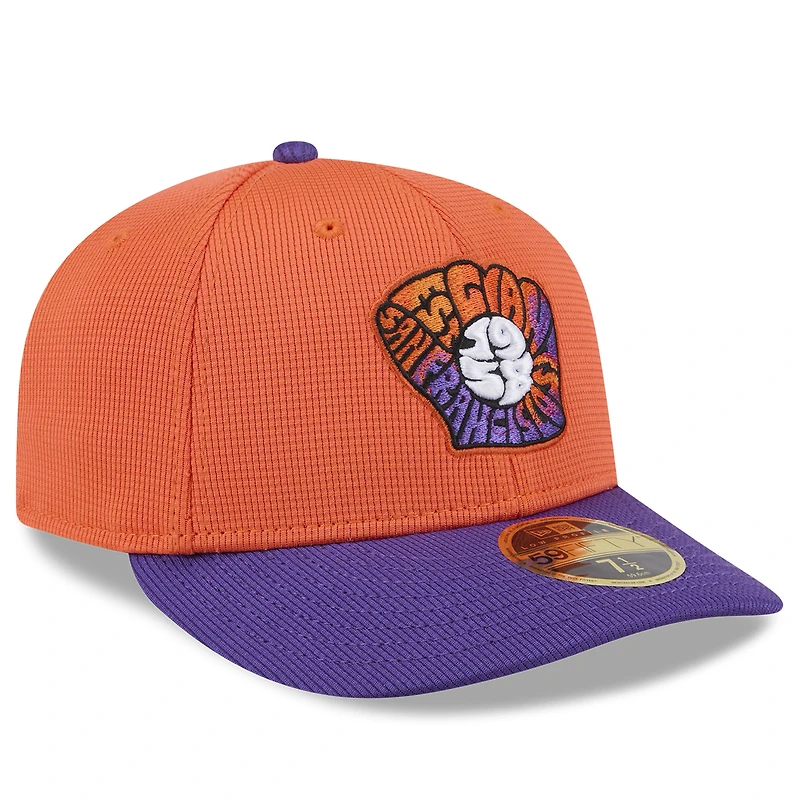 Casquette d'entraînement au bâton City Connect 59FIFTY orange/violet New Era pour homme des Giants de San Francisco 2025