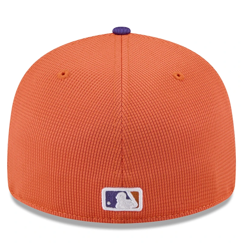 Casquette d'entraînement au bâton City Connect 59FIFTY orange/violet New Era pour homme des Giants de San Francisco 2025