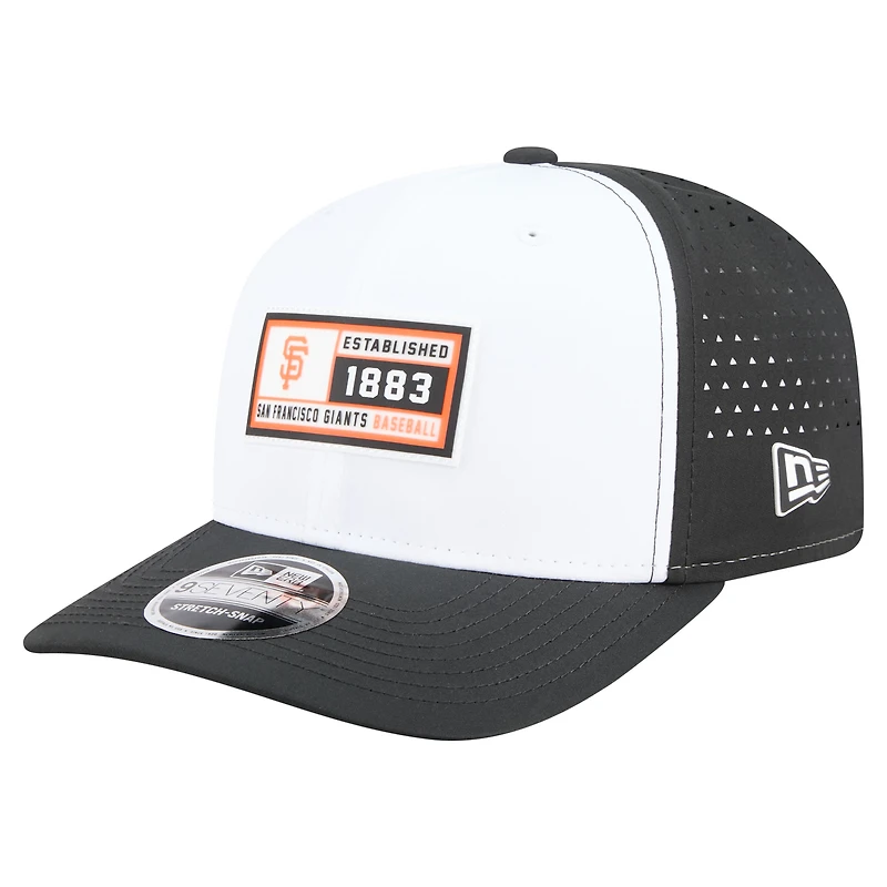 Casquette ajustable New Era 9SEVENTY blanche/noire pour homme, motif Established Patch des Giants de San Francisco