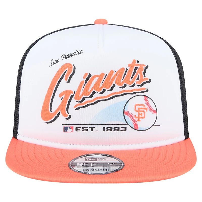 Men's New Era White/Orange San Francisco Giants Retro Script Trucker 9FIFTY Snapback Hat