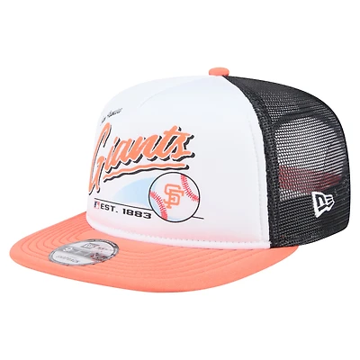 Men's New Era White/Orange San Francisco Giants Retro Script Trucker 9FIFTY Snapback Hat