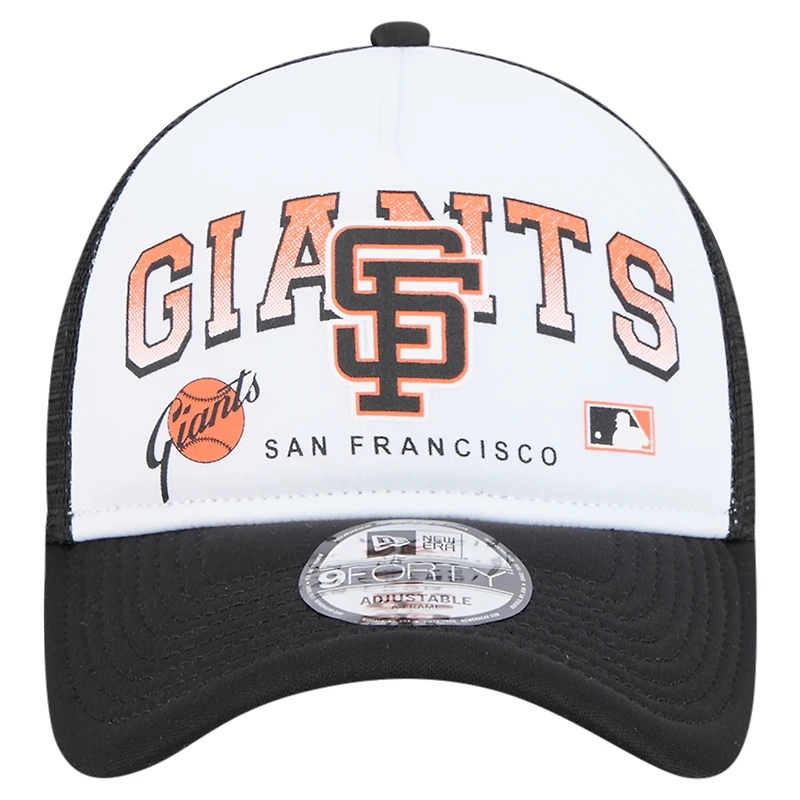 Men's New Era White San Francisco Giants Retro Wordmark 9FORTY A-Frame Trucker Adjustable Hat
