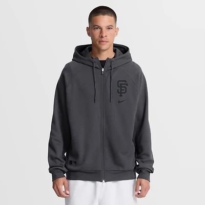 Men's Nike Anthracite San Francisco Giants Authentic Collection Player Raglan Dri-FIT Full-Zip Hoodie