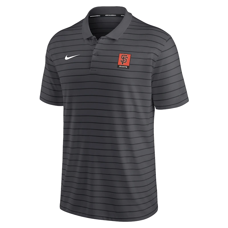 Polo en piqué rayé Performance Nike Giants de San Francisco Authentic Collection anthracite pour homme