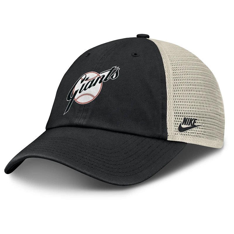Casquette ajustable Nike Cooperstown Collection Club Trucker pour homme, noire/naturelle, des San Francisco Giants
