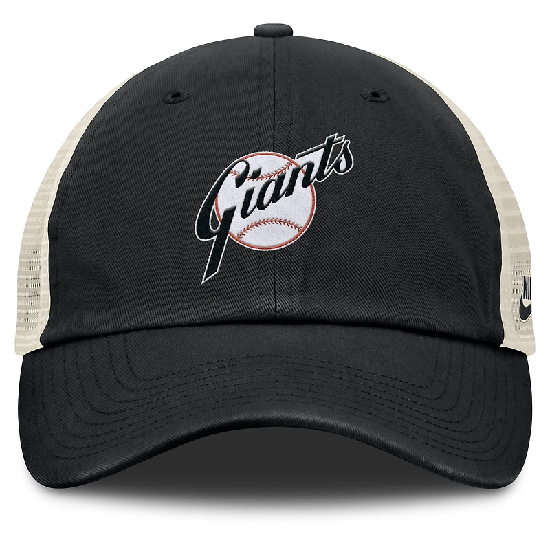 Casquette ajustable Nike Cooperstown Collection Club Trucker pour homme, noire/naturelle, des San Francisco Giants