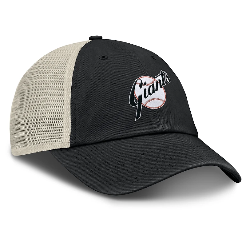 Casquette ajustable Nike Cooperstown Collection Club Trucker pour homme, noire/naturelle, des San Francisco Giants