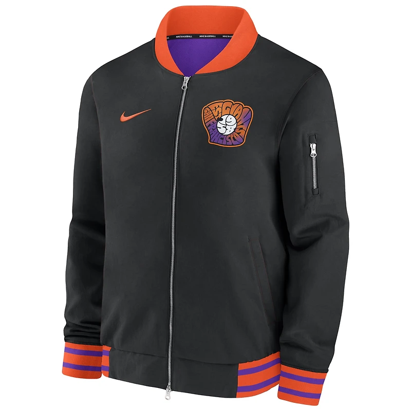 Veste aviateur entièrement zippée Nike noire City Connect Authentic Collection 2025 des Giants de San Francisco pour homme