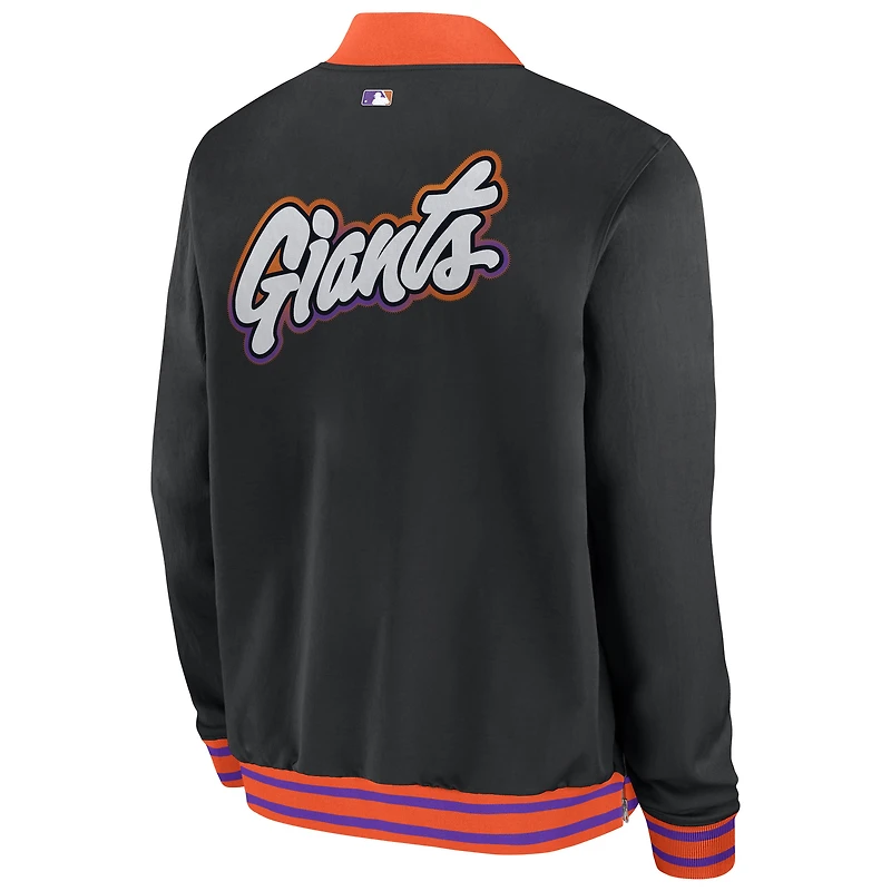 Men's Nike  Black San Francisco Giants 2025 City Connect Authentic Collection Full-Zip Bomber Jacket