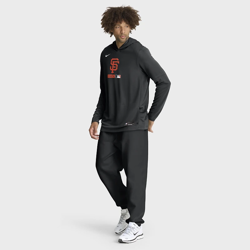 T-shirt à capuche manches longues Nike Authentic Collection Dri-FIT noir pour homme, San Francisco Giants