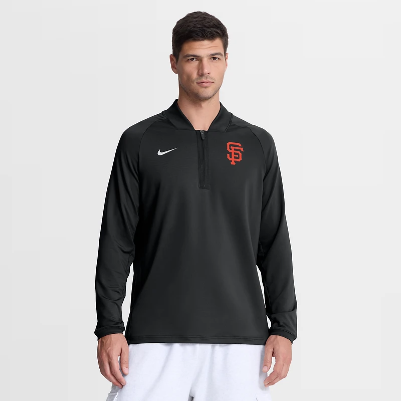 Men's Nike Black San Francisco Giants Authentic Collection Dri-FIT Raglan Half-Zip Pullover